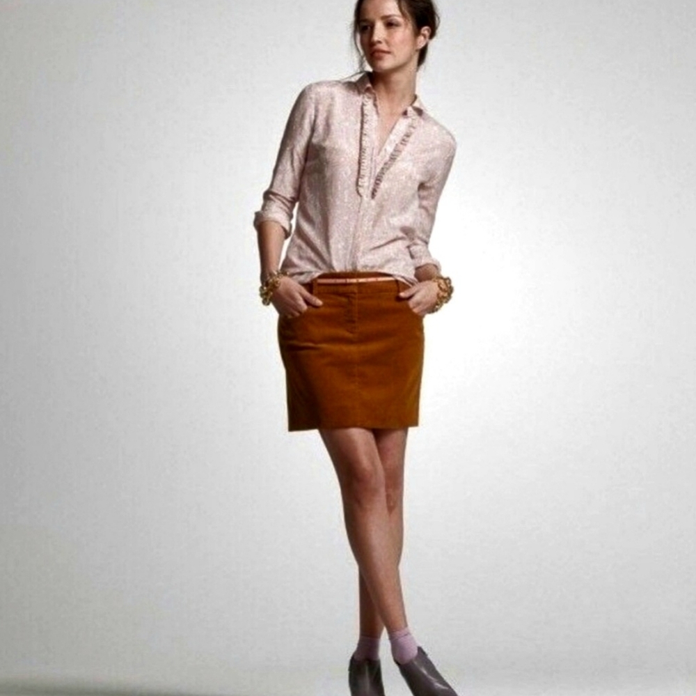 J.Crew Brown Corduroy Mini Pencil Skirt